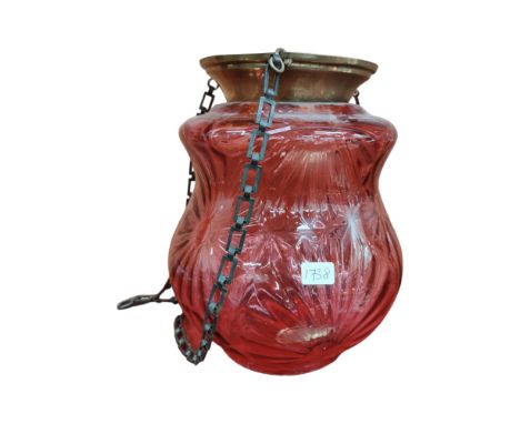 VICTORIAN RUBY HANGING SHADE GOOD CONDITION 