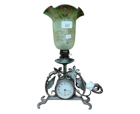 MID CENTURY CLOCK AND LAMP  WORKING AND GOOD CONDITION 