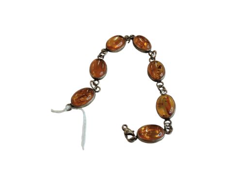 SILVER AND AMBER BRACELET 