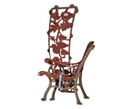 PAIR OF BENCH ENDS &amp; DECORATIVE CAST IRON BACK 