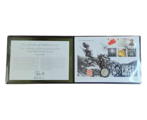THE OUTBREAK OF THE FIRST WORLD WAR SILVER HALF CROWN COVER 