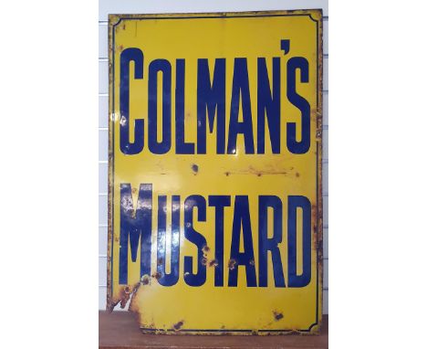 A vitreous enamel advertising sign, Colman's Mustard, 91 x 61 cm. 