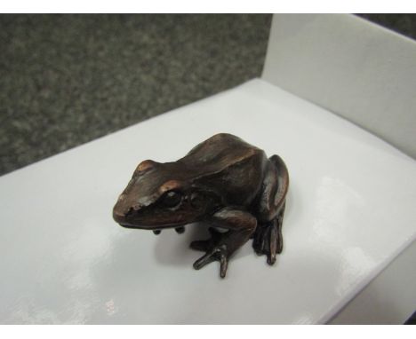 A limited edition solid bronze baby frog, box with certificate 