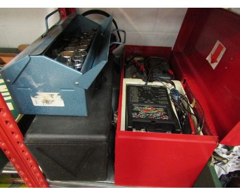 Three tool kits to include a spanner set, Testune and electrical testers, tool box with assorted tools