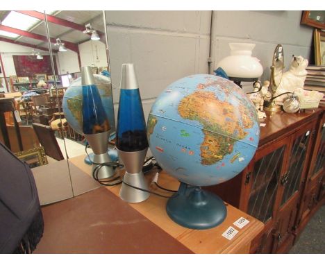 A child's globe light and a lava lamp