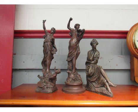 Three bronze effect figures of maidens