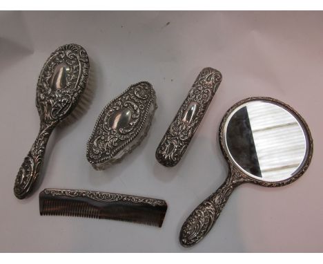 A collection of silver backed dressing table items (5)