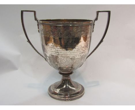 A George III silver presentation cup, 24cm high