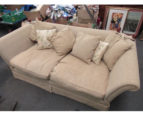 A Knoll style three seater sofa with drop-ends and cushions