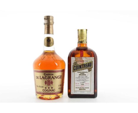 COINTREAU 1980S 85CL AND GASTON DE LAGRANGE THREE STAR 24 FL OZ LIQUEUR AND COGNAC  Cointreau - 40% ABV / 85clGaston De Lagra