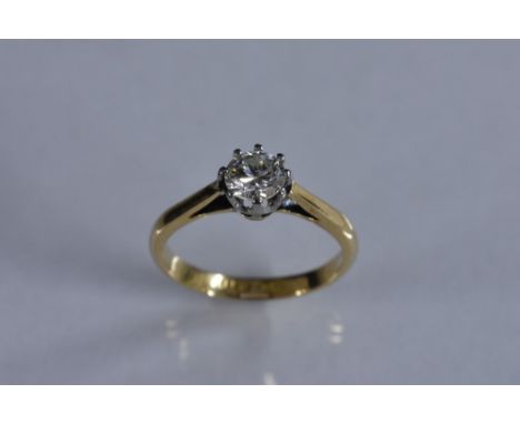 A diamond solitaire ring, round brilliant cut approx 0.50ct,eight point platinum crown claws, 18ct gold shank, stamped 18ct p