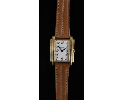 Patek Philippe - lady's 18ct gold Gondolo 4824 wrist watch, white rectangular porcelain dial, Arabic numerals, blued hand, E1