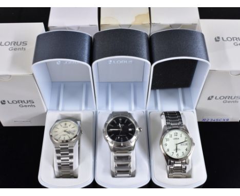 Watches - Lorus, a stainless steel chronograph bracelet watch, grey dial, brushed steel case and bracelet;  others assorted s