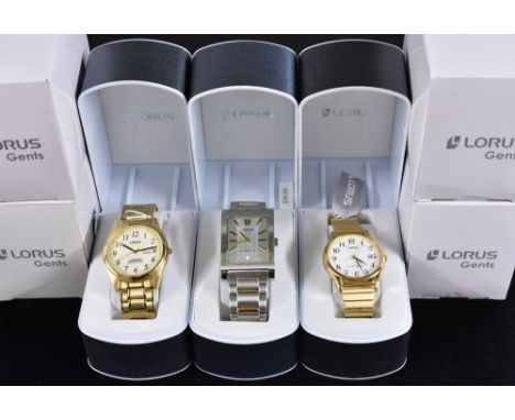 Watches - Lorus, a black stainless steel chronograph bracelet watch, black dial case and bracelet;  others assorted shapes an