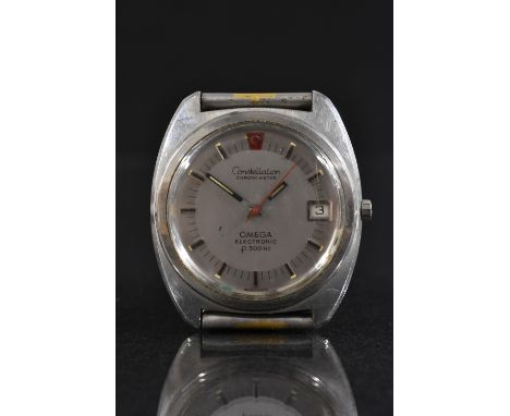 Omega - a 198.002 Constellation Chronometer F300 electronic stainless steel wristwatch, two tone steel dial, block batons, mi