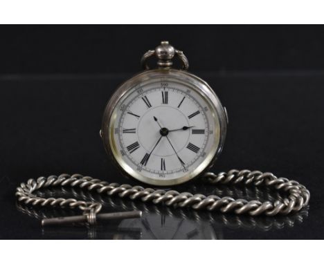 A Victorian silver open face chronometer pocket watch, white enamel dial, Roman numerals, minute track, centre seconds, blued