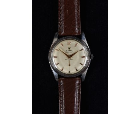 Cyma - a Navystar manual wind gentleman's  Cymaflex wristwatch, silvered dial, Arabic 12 o'clock, Arrow batons, minute track,