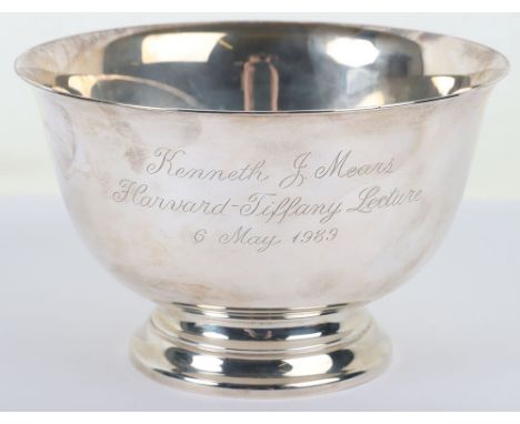 A 20th century silver Tiffany &amp; Co bowl, engraved Kenneth L Mears Harvard Tiffany Lecture, 13cmWx8cmH, 229.6g, in Tiffany