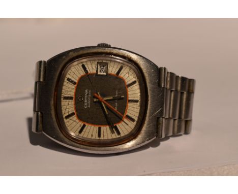 A gents 1970's Certina automatic Blue Ribbon wrist watch, ref no: 5801 196, Serial no: 8864375. Having a baton numeral dial w