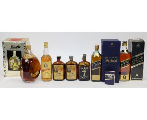 A group of various blended scotch whiskies, comprising: Johnnie Walker Blue Label, a single 75cl bottle, boxed; Johnnie Walke