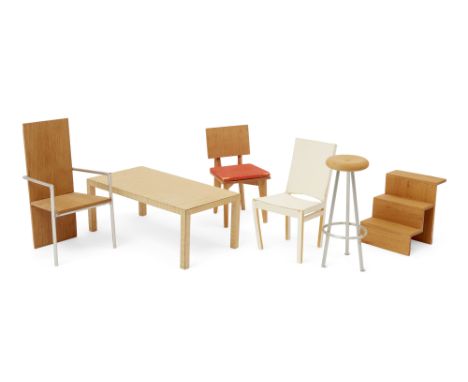 Sir Terence Conran (1931-2020) a collection of six maquettes of furniture, late 20th century, comprising a bar stool designed