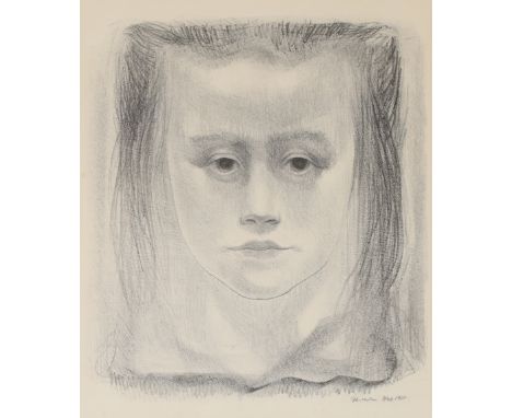 Unknown Artist,20th Century,Portrait of a Girl, 1951;lithograph on wove,signed, dated and numbered 7/28 in pencil,image: 31 x