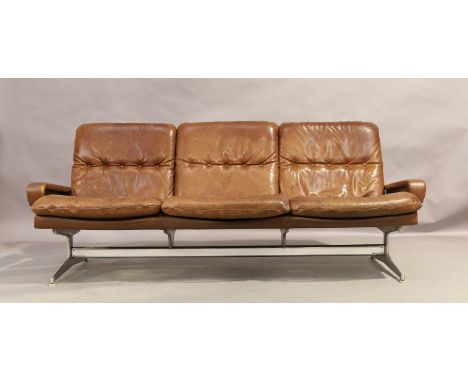 Andre Vandenbueck (b.1931) for Str&auml;ssle&nbsp;Three seat 'King' sofa, circa 1970 Leather, aluminium 81cm high, 198cm wide