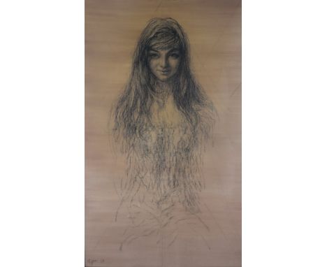 Nicholas Egon FRS,&nbsp;Czech/British 1921-2017 -&nbsp;Portrait of a woman;&nbsp;pencil and charcoal on canvas laid down on b