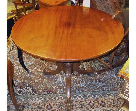 TRIPOD TABLE, Regency and later mahogany with a circular top on a baluster turned column with swept paw feet, 90cm diam x 74c