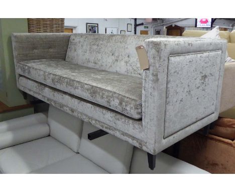 SOFA, with silver shimmering chenille upholstery, 221cm L x 83cm H x 87cm D. 