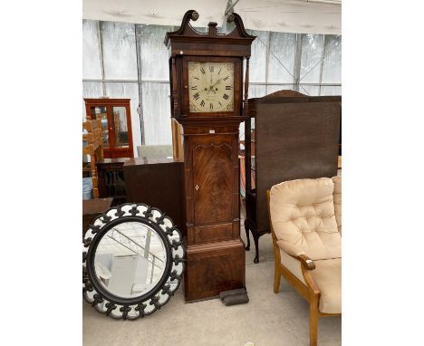 A HALLIWELL OF WARRINGTON MAHOGANY EIGHT DAY LONGCASE CLOCK WITH SECOND AND DATE DIALS 