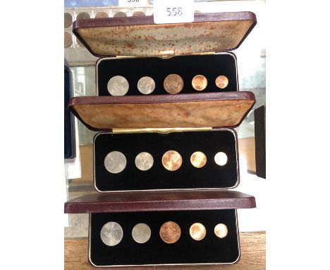THREE CASED 1968 'FIRST PROOF' DECIMAL COIN SETS 
