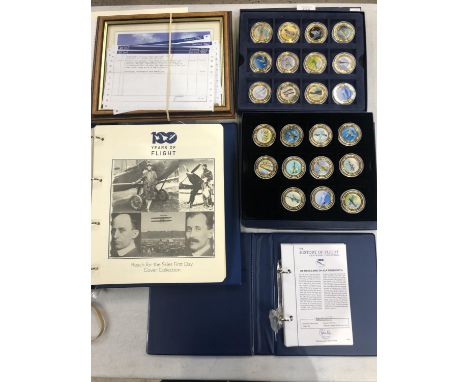 ?100 YEARS OF FLIGHT? A COLLECTION OF 23  ENCAPSULATED COMMEMORATIVES , WITH COA , PLUS A BINDER CONTAINING 31 ?MERCURY? FIRS