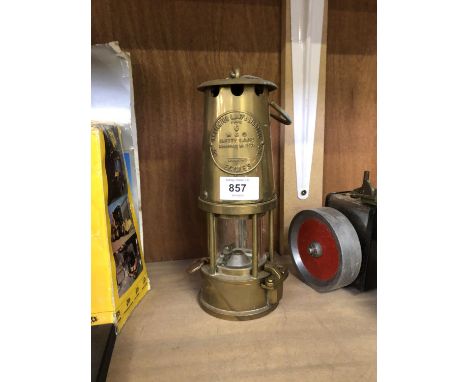 A VINTAGE BRASS ECCLES MINERS LAMP 