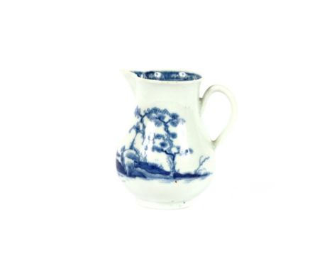 A Worcester bird beak creamer, decorated with pagodas and river scene, AF, 8.5cm high