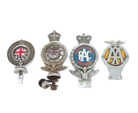 Royal Automobile club car badge, pre 1920 type, chrome and enamel, enamel losses, 13cm with bar mounting clamp; Royal Automob
