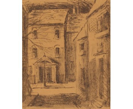 Ann Paterson Wallace, "Snowy walk", signed watercolour, 17.5cm x 12.5cm; and lithograph "Old Chelsea street", (2)