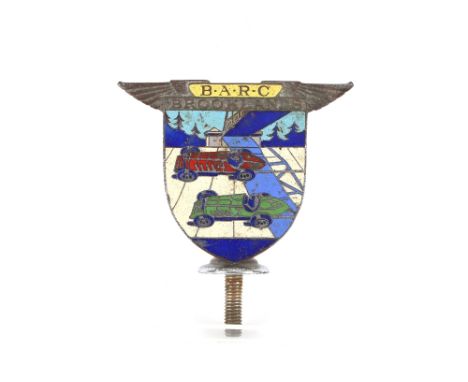Booklands Automobile Racing club member's car badge, 1930's, marked Spencer London, chrome and enamel, no. 1443, badge face 9
