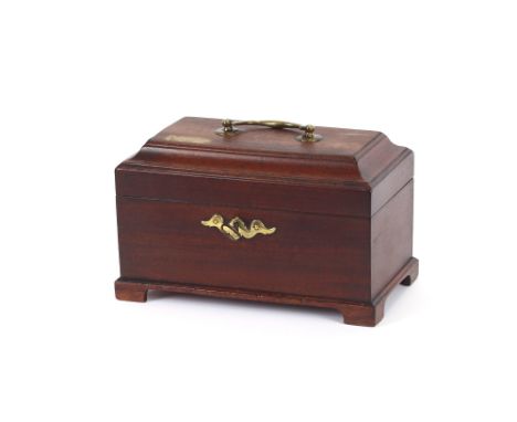 A 19th Century mahogany tea caddy,&nbsp;of sarcophagus shape, 21.5cm long&nbsp; AF
