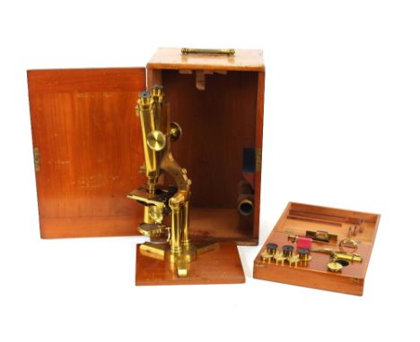 A mahogany cased microscope, by Smith, Beck &amp; Beck, No.3759, complete with spare lenses and accessories, microscope 43cm 