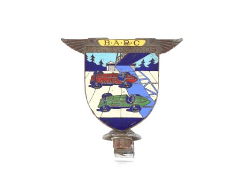 Brooklands Automobile Racing club member's car badge, 1930's, marked Spencer London, chrome and enamel, no. 1062, badge face 