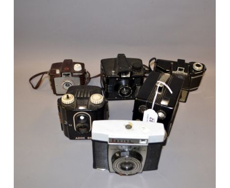 Collection of nine vintage cameras. By Kodak Agfa and Envoy