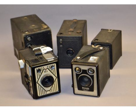 Four x Kodak Brownie box (various models) and a Rex 9 box