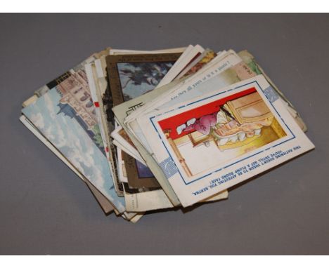 A collection of vintage postcards and other ephemera