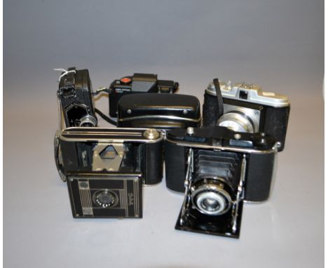Agfa folding- bellow-jengar camera, Agfa Movex 8 cine camera, Agfa isolette folding vintage camera, Agfa Iso-Rapid I 35mm cam