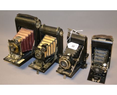 Collection of four vintage bellows cameras:  KODAK Eastman No.1 Autographic Jr. Film Camera, Ensign Selfix 20 - Vintage 1930'