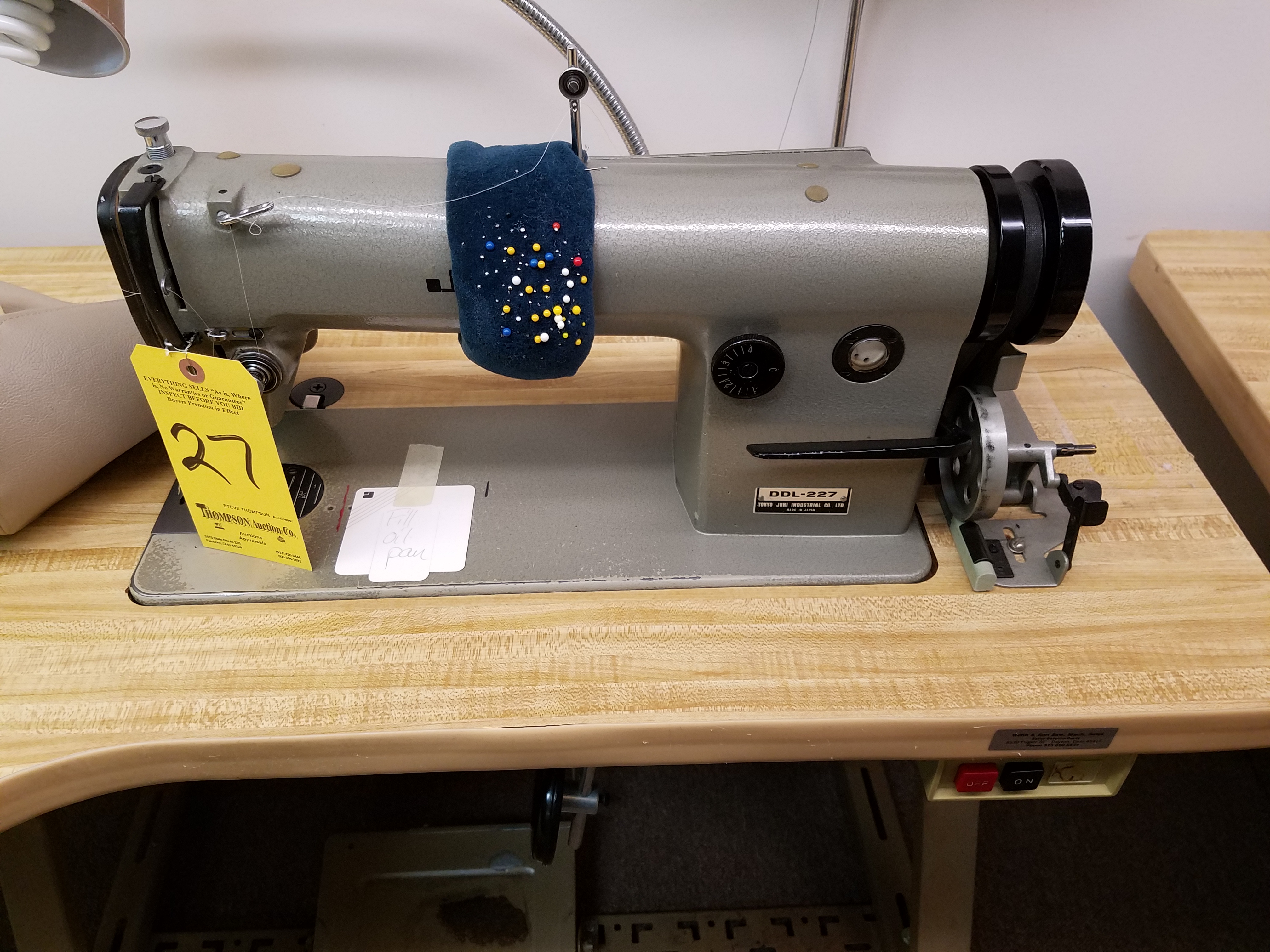 Juki Light Industrial Model DDL 227 w/ Oil Reservoir, 60 in x 45 in L