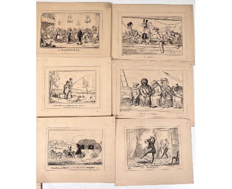 ROWLANDSON -&nbsp; Dr Syntax print hand coloured a group of other 19th century prints&nbsp; 