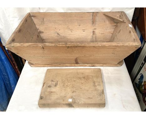 A Victorian trough ; a large 19 century bread board 