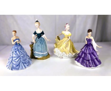 Royal Doulton: five ceramic figures Birthstones Aquamarine, Clarinda HN 2724, Collectors Club Harmony, Ninette HN 2379, Lydia